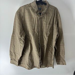 Eddie Bauer Plaid Relaxed Fit Shirt in Tan, Brown and Green